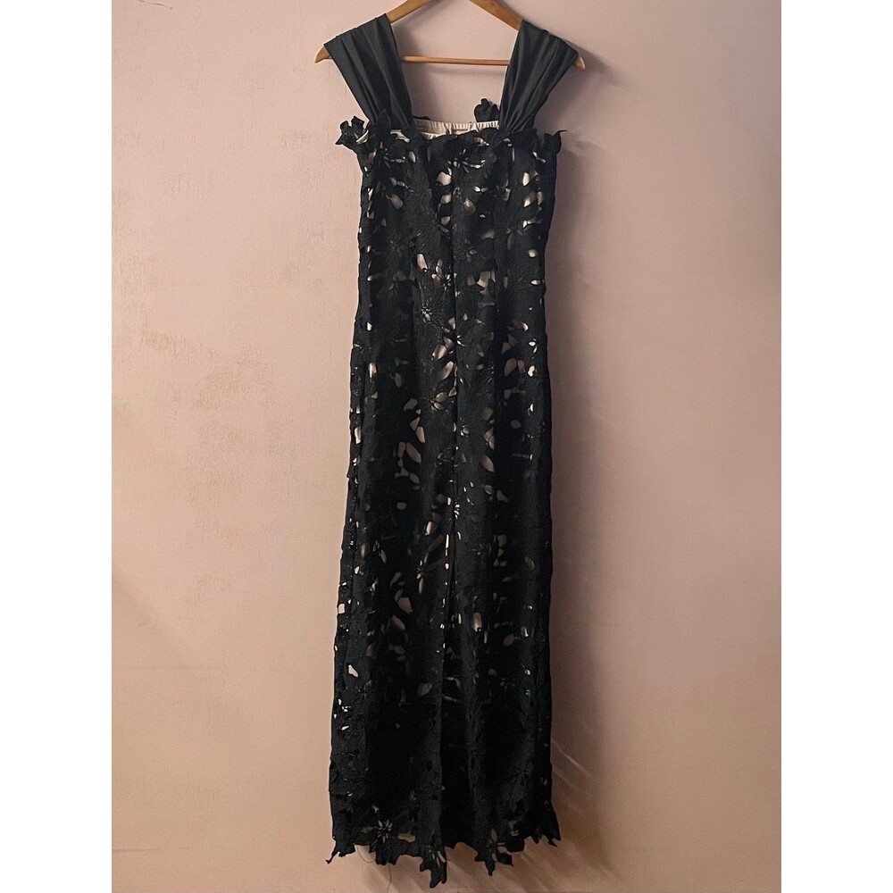 SHEIN Black Floral Nude Underlay Evening Dress Size S NWOT - Picture 4 of 11